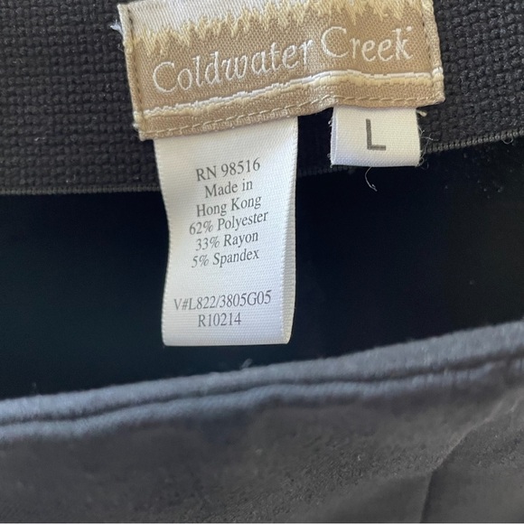 COLDWATER Creek knit pants, sizeL, wide flowing legs, elastic panel in waistband - Picture 3 of 3